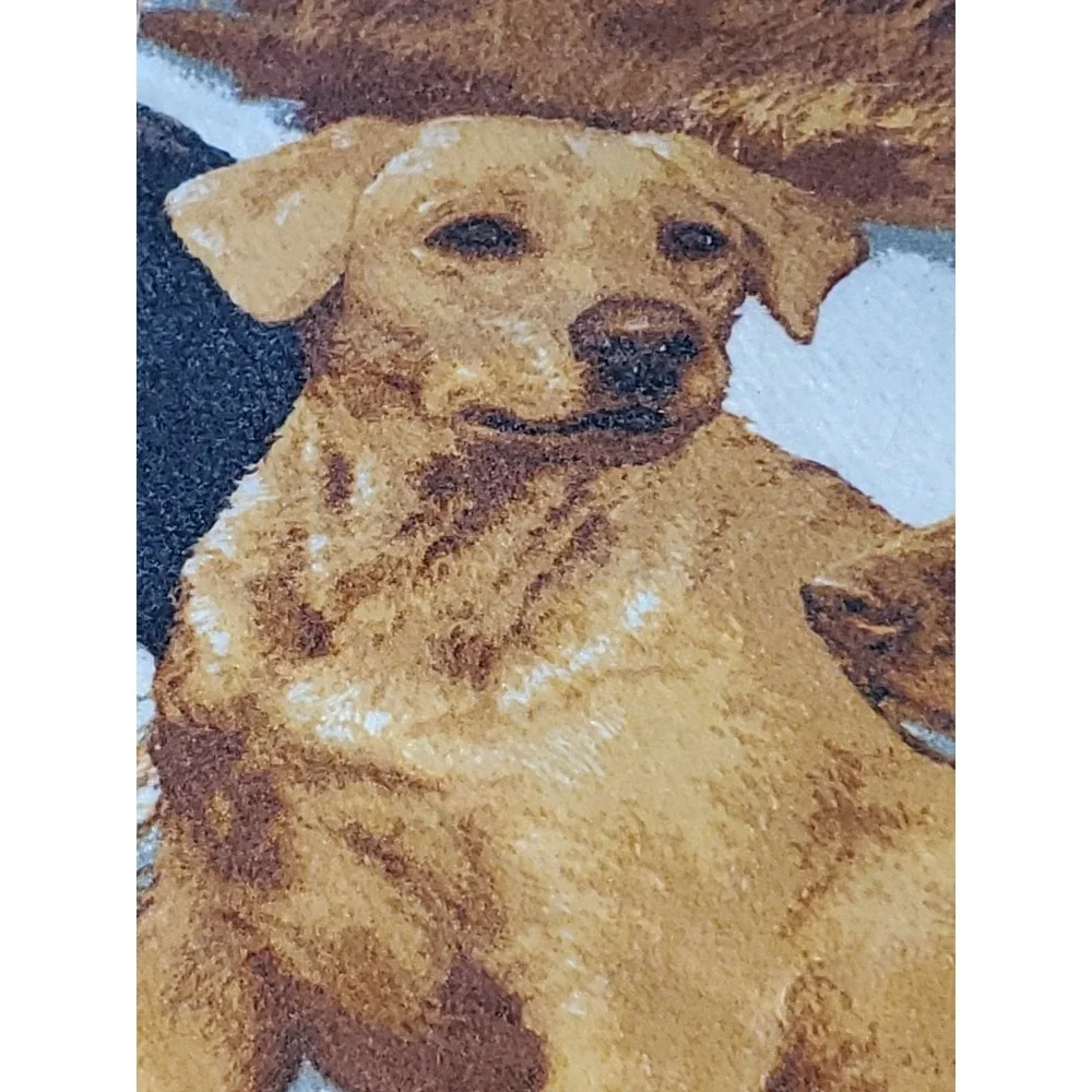 Vntg. 1980s Hunting Dogs‎ Blanket - Labs/Ducks/Wildlife/Polyester/Nostalgia/GenX